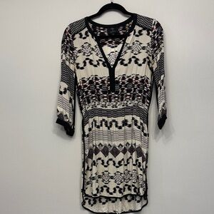 Parker Black and Cream Geometric dress